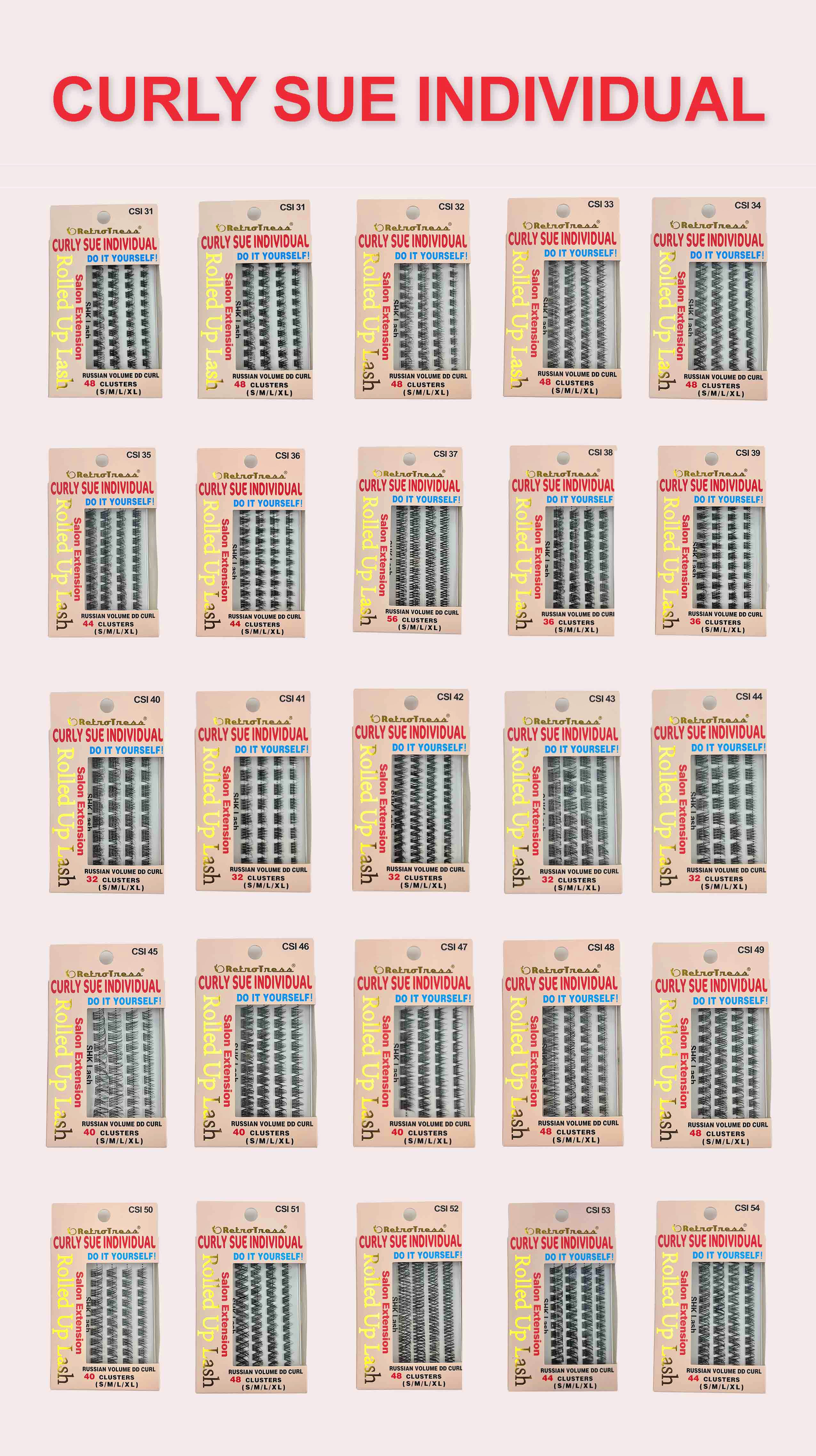 RetroTress -Curly Sue  Individual Lash(CSI) Clusters DIY Individual Eyelashes Extension  Wispy Clusters Lashes