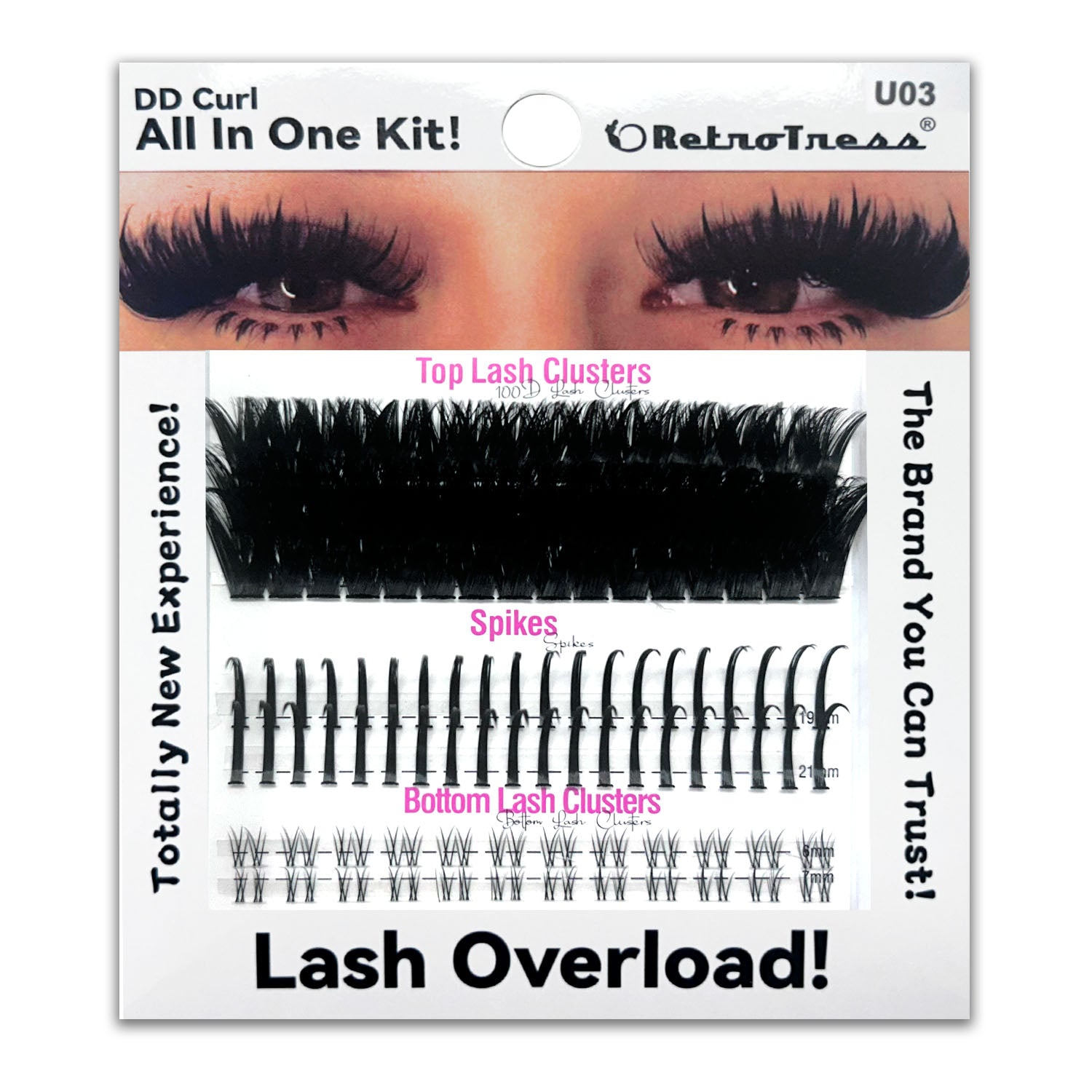 ALL IN ONE KIT 3 IN 1 BOX Lashes Clusters Kit DIY Lash Extension