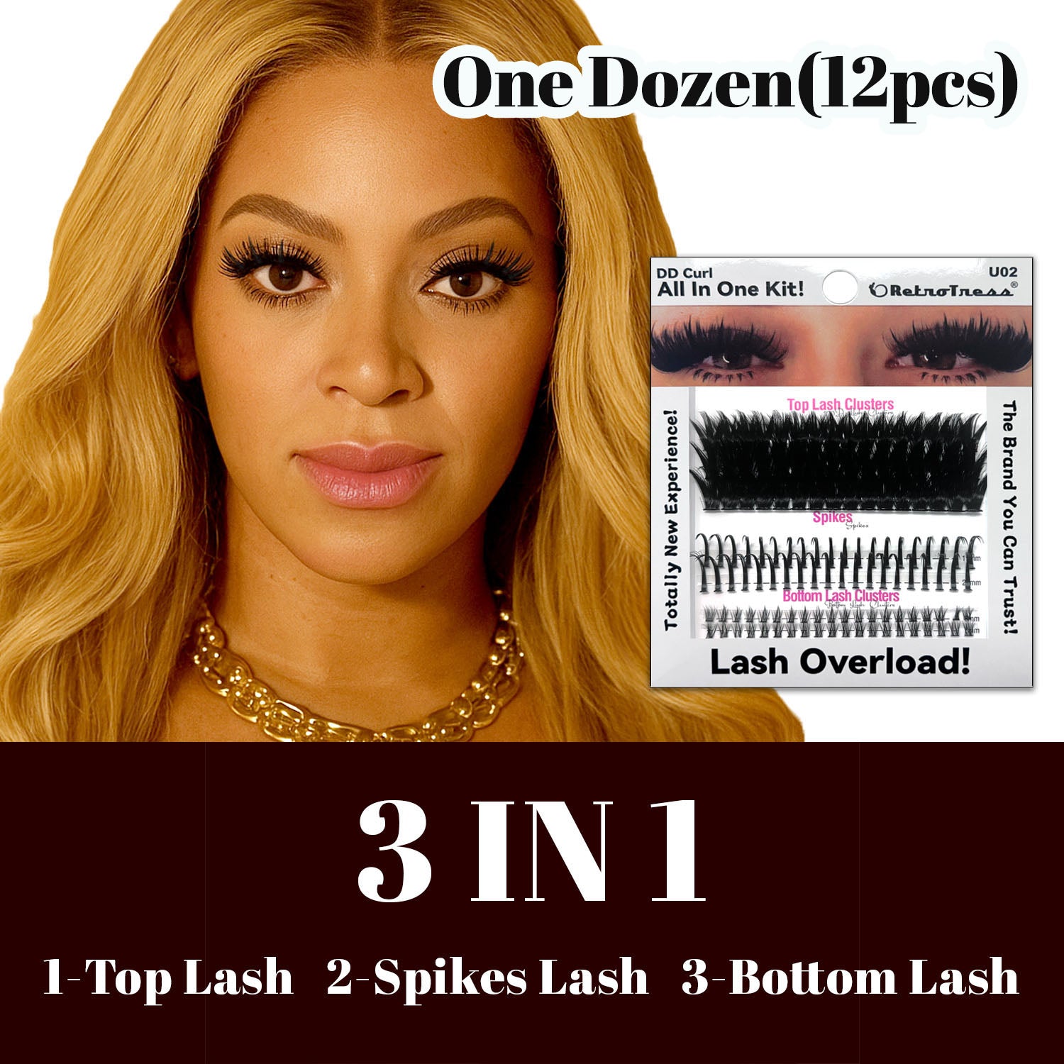 One Dozen(12pcs) RetroTress  ALL IN ONE KIT 3 IN 1 BOX Lashes Clusters Kit DIY Lash Extension
