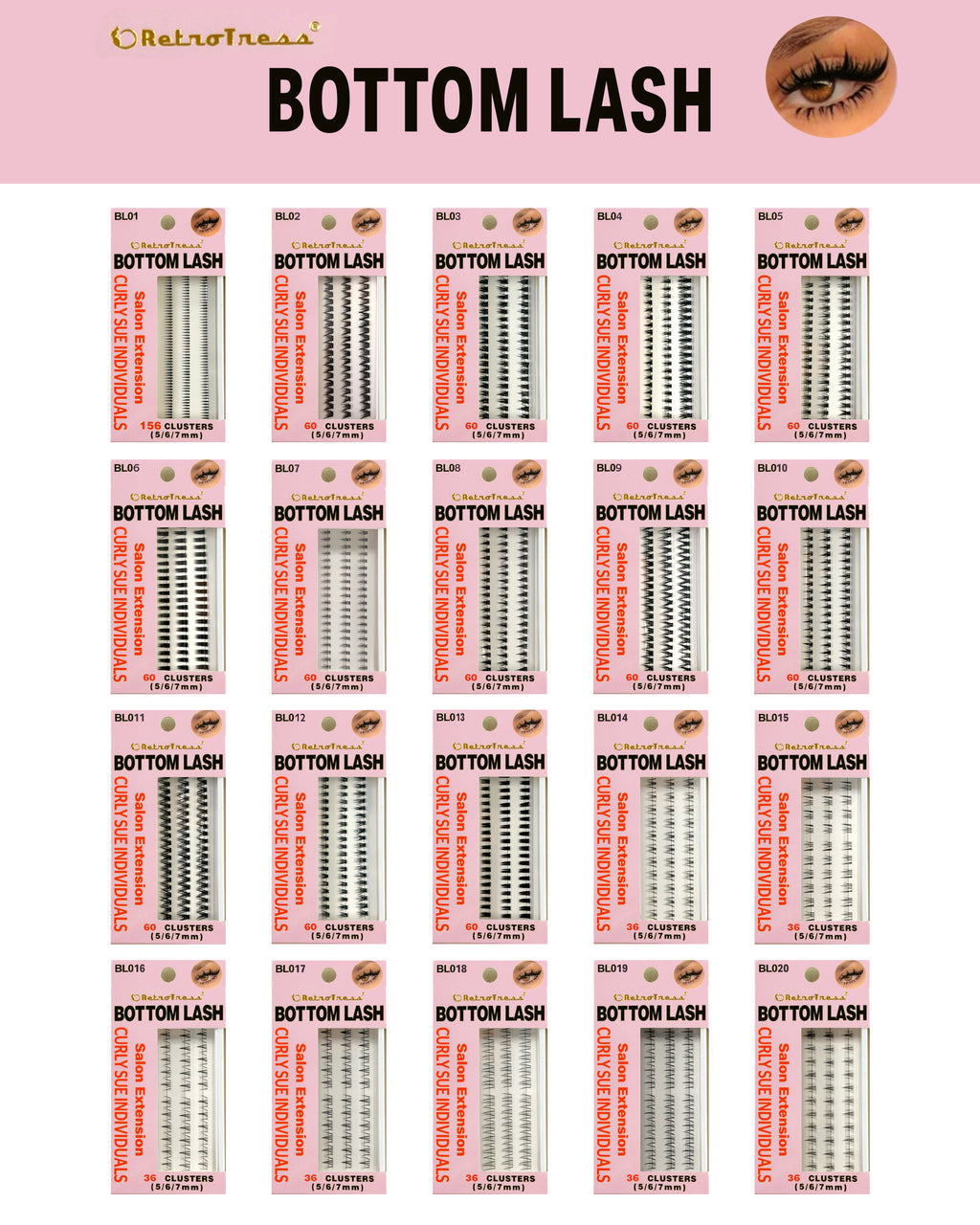 RetroTress Bottom Lash DIY Individual Clusters Lower Under Lash Extension