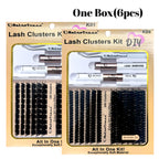 1BOX(6pcs) DIY Retrotress Lash Extension Mix styles Lash Clusters Individual Explosive eyelashes with Bond&Seal Remover Tweezers
