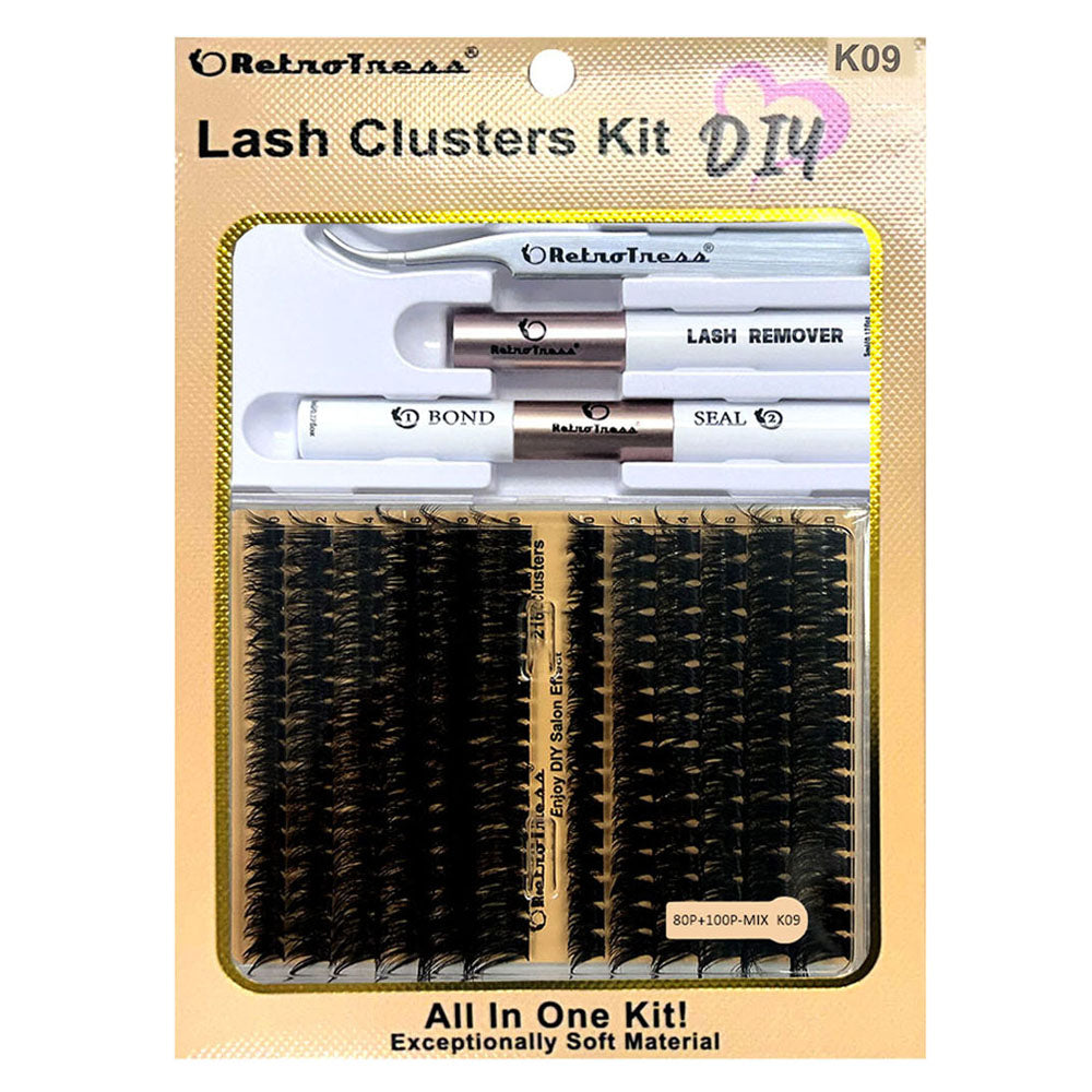 One Dozen(12pcs) DIY Retrotress Lash Extension Mix styles Lash Clusters Individual Explosive eyelashes with Bond&Seal Remover Tweezers