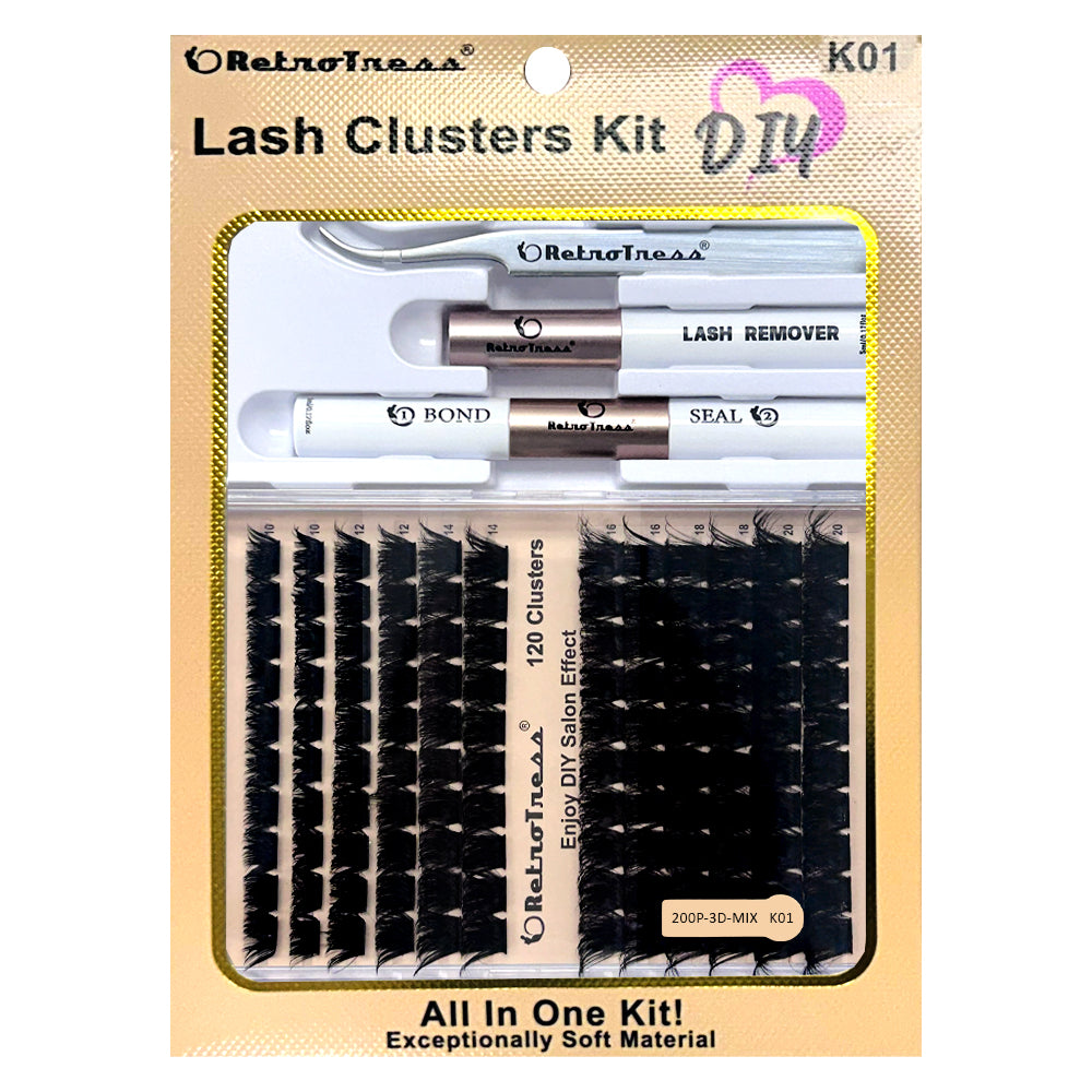 1BOX(6pcs) DIY Retrotress Lash Extension Mix styles Lash Clusters Individual Explosive eyelashes with Bond&Seal Remover Tweezers