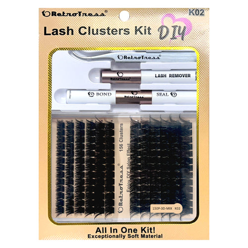 DIY Retrotress Lash Extension Mix styles Lash Clusters Individual Explosive eyelashes with Bond&Seal Remover Tweezers