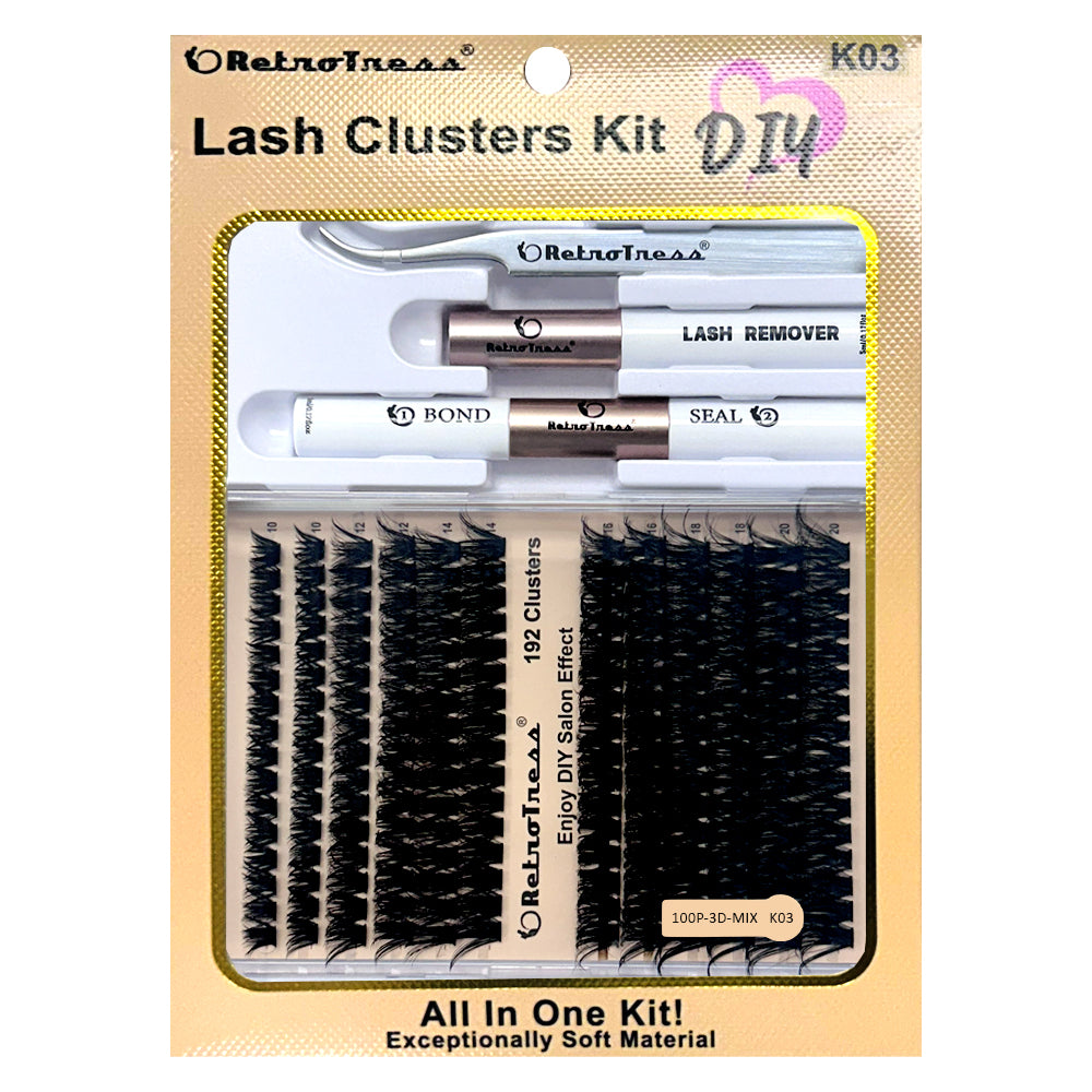 DIY Retrotress Lash Extension Mix styles Lash Clusters Individual Explosive eyelashes with Bond&Seal Remover Tweezers