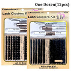 One Dozen(12pcs) DIY Retrotress Lash Extension Mix styles Lash Clusters Individual Explosive eyelashes with Bond&Seal Remover Tweezers