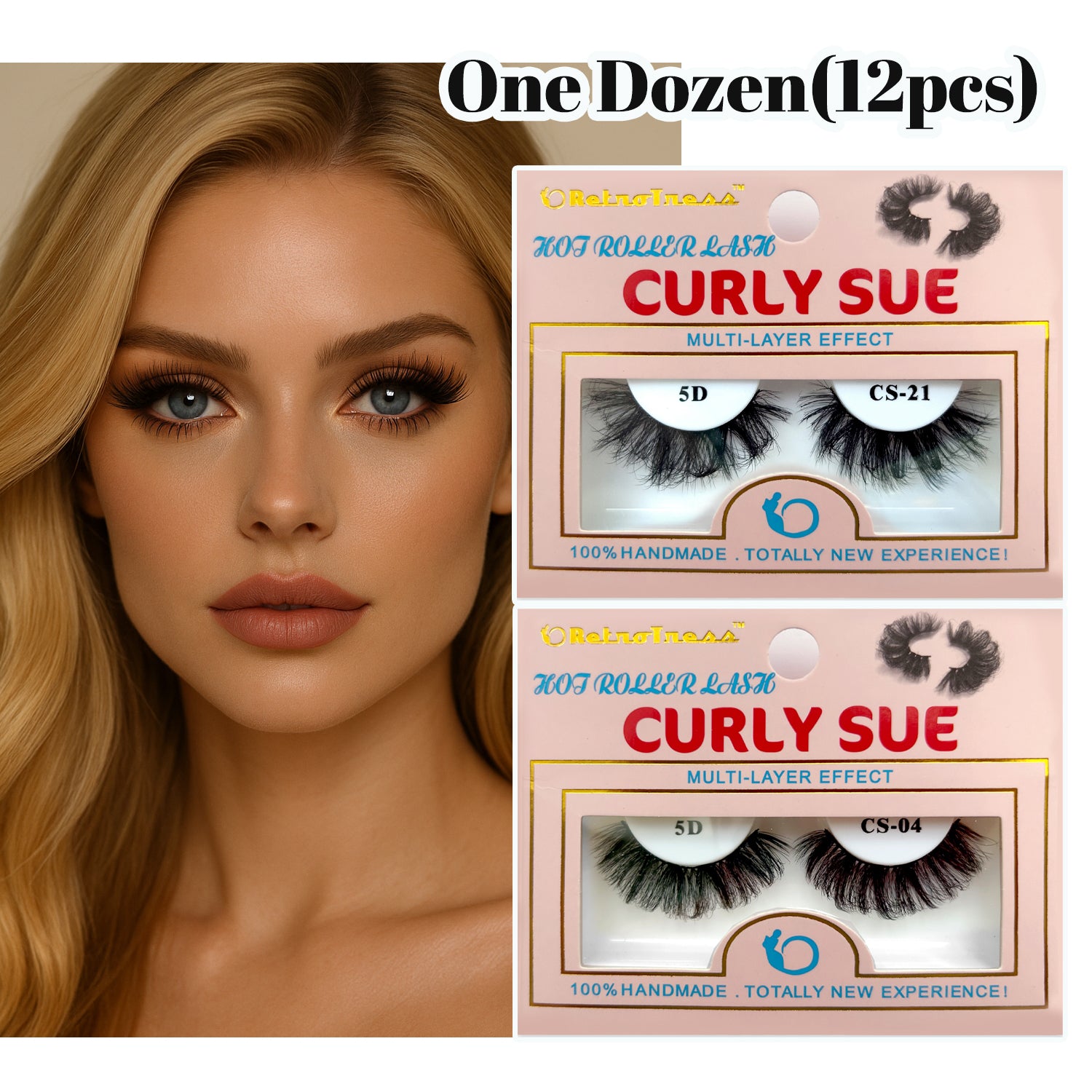 One Dozen(12pcs) RetroTress Lashes Curly Sue Hot Roller Eyelashes