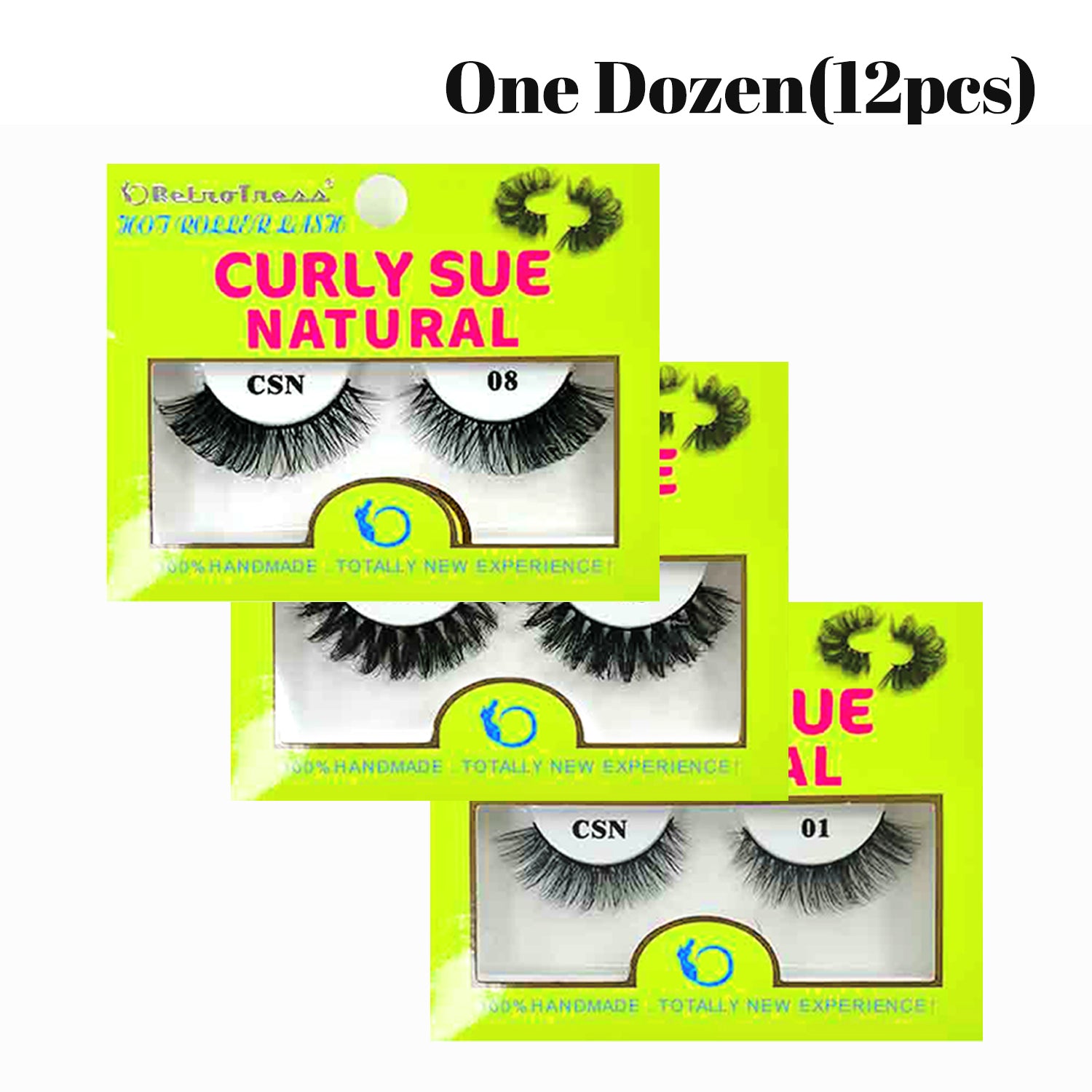 One Dozen(12pcs) RetroTress Lashes Curly Sue Natural Eyelashes-CSN