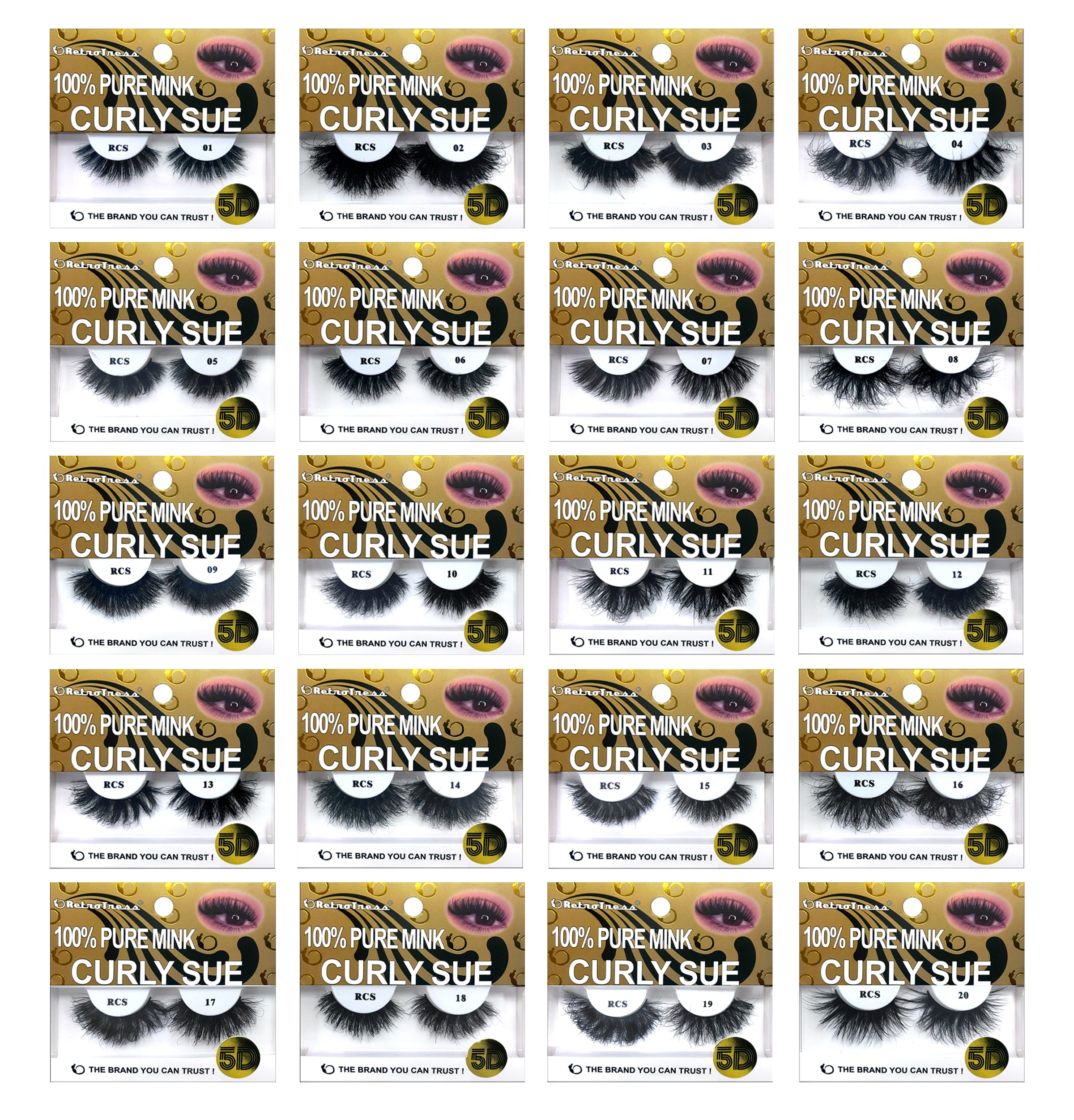 RetroTress Lashes 100% PURE MINK  LIGHTWEIGHT Eyelashes- RCS