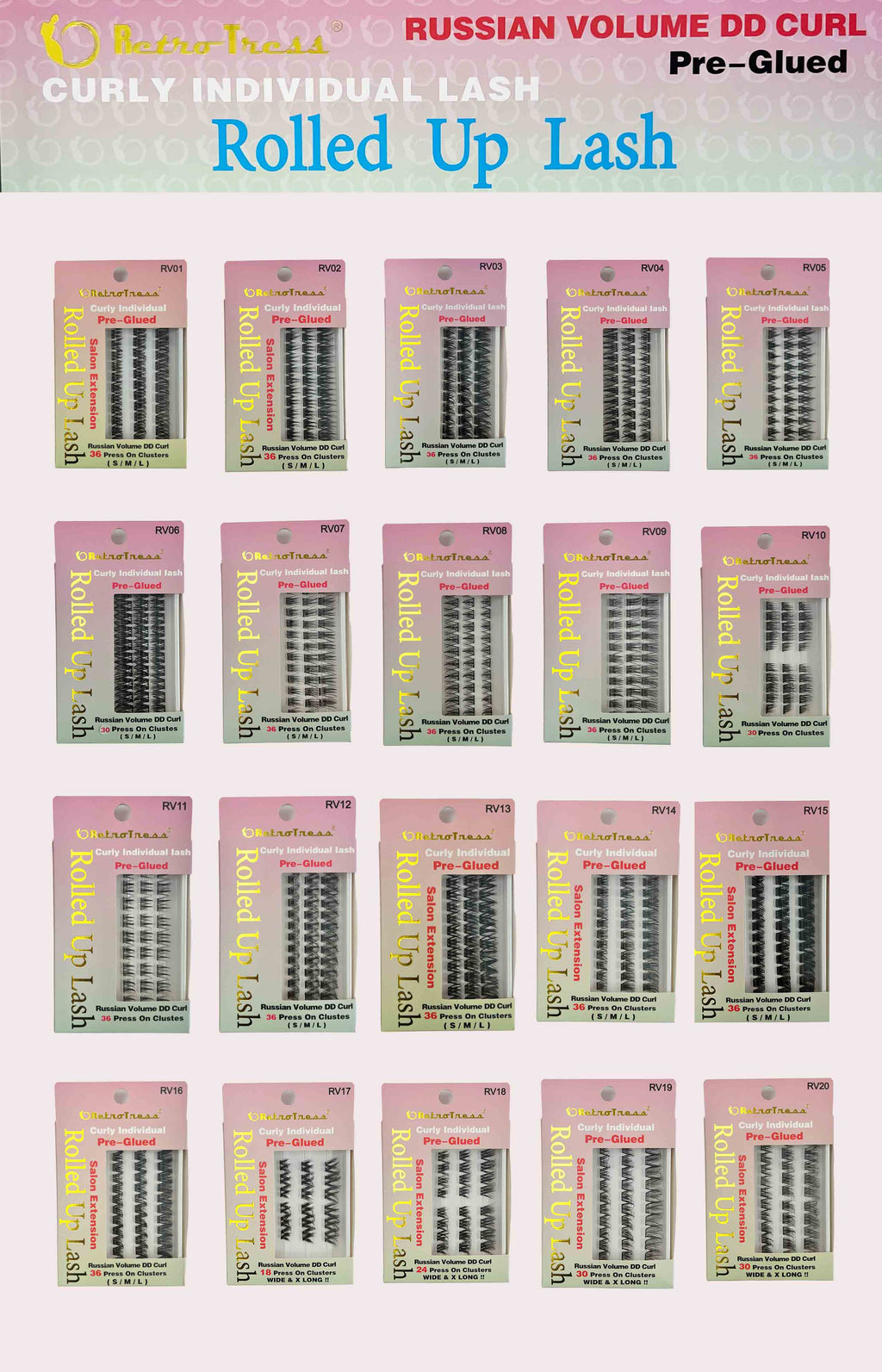 RetroTress Curly Individual Rolled Up Lash Pre Glued