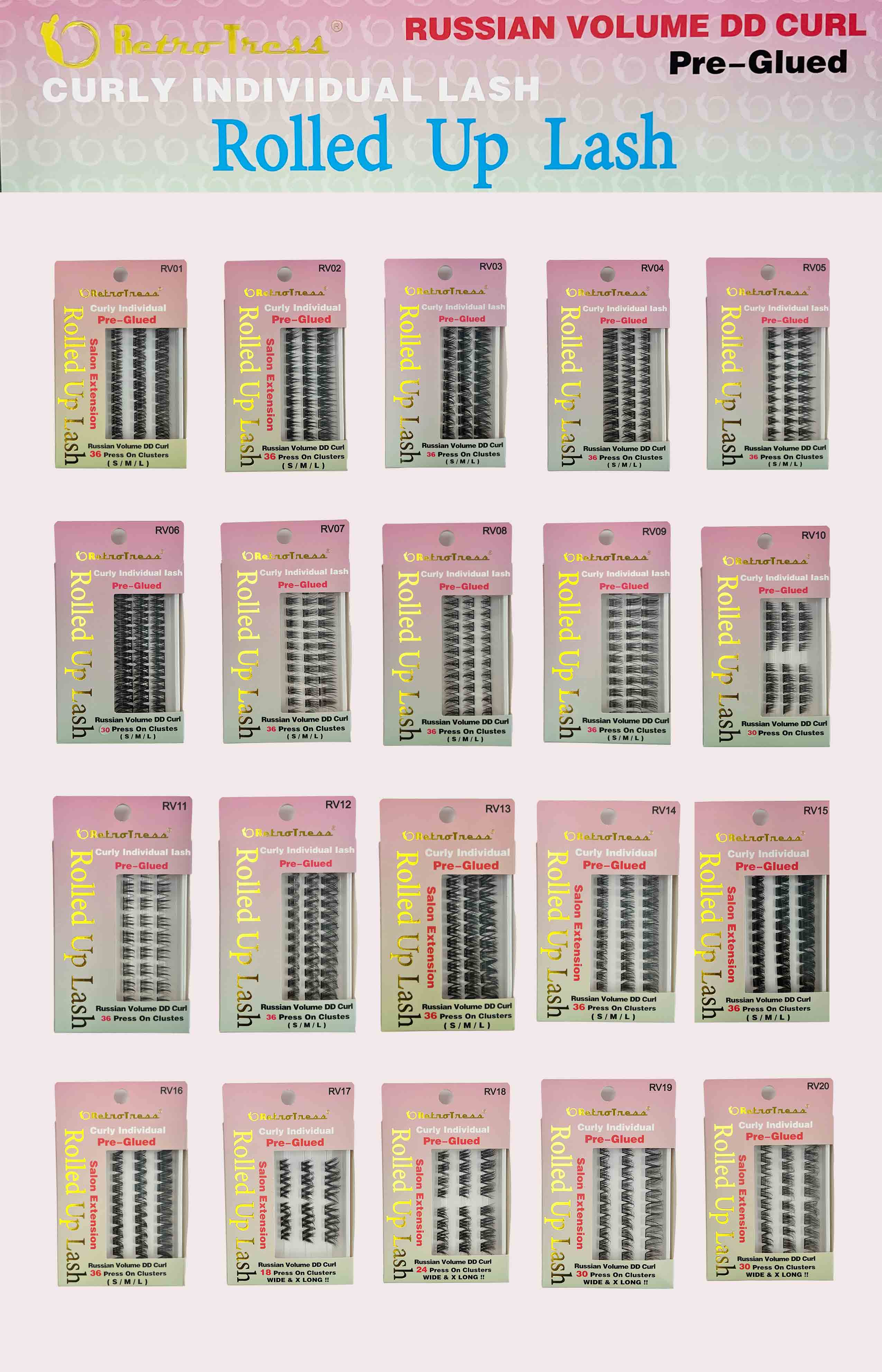 RetroTress Curly Individual Rolled Up Lash Pre Glued